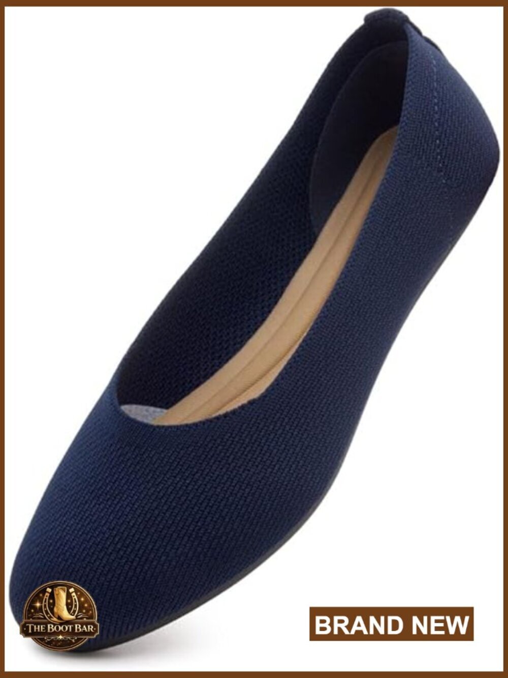 Knit Ballet Flats, Square Toe Slip-On with Memory Foam, Foldable Travel Shoes